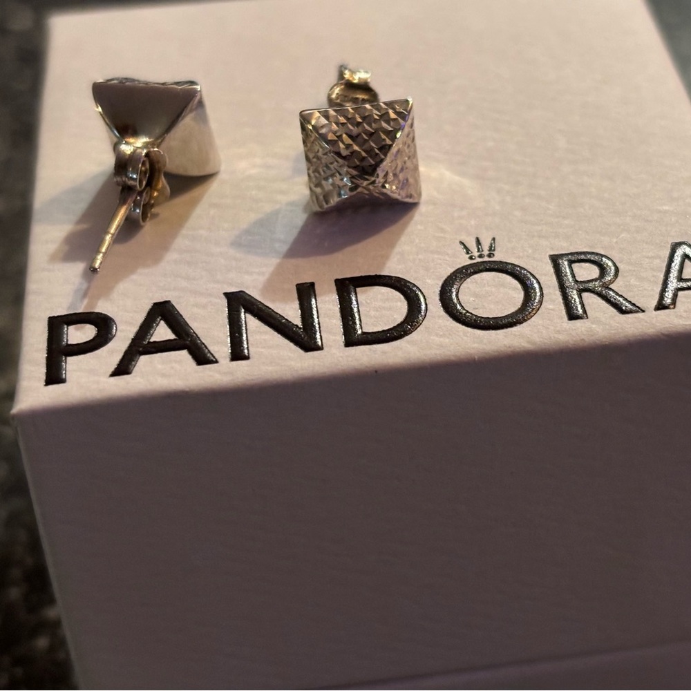 Pyramid Silver Earrings